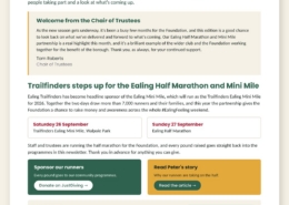 Front page of the September 2026 Ealing Trailfinders Foundation newsletter