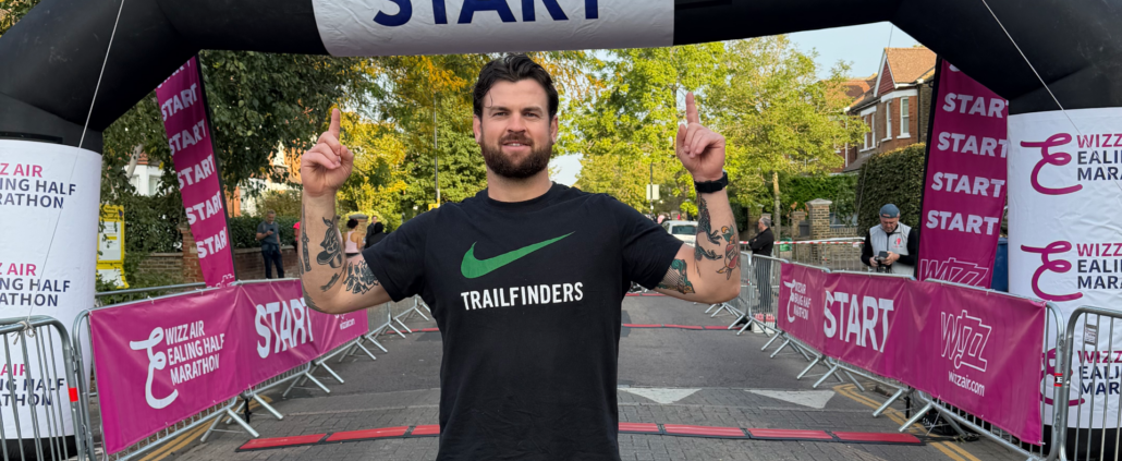Connor Oliver at the start line of the Ealing Half Marathon